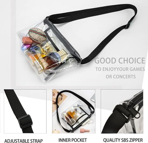 Clear Purse,Clear Bag Stadium Approved with Inner Pocket and Adjustable Strap for Concerts and Sports Event Clear Bag in Saudi Arabia