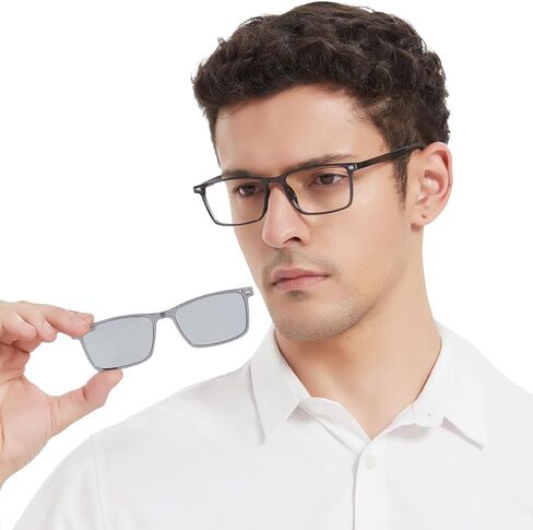 Men's Reading Glasses plus Magnetic Polarized Sunglasses Clip, Easy to Switch to Outdoor Sun Readers in Saudi Arabia
