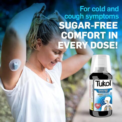 TUKOL Sugar-Free Adult Cough & Cold Relief Syrup - Non-Drowsy, Fast-Acting Cough Suppressant, High Blood Pressure Safe & Diabetics, Mucus, Phlegm Relief, Dextromethorphan, 4 Fl Oz in Kuwait