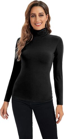 MadHeart Womens Long Sleeve Turtleneck Slim Fit Lightweight Pullover Based Layer Shirts in Saudi Arabia