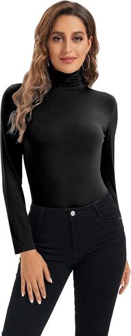 MadHeart Womens Long Sleeve Turtleneck Slim Fit Lightweight Pullover Based Layer Shirts in Saudi Arabia