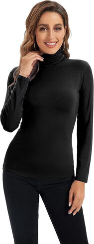 MadHeart Womens Long Sleeve Turtleneck Slim Fit Lightweight Pullover Based Layer Shirts in Saudi Arabia
