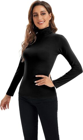 MadHeart Womens Long Sleeve Turtleneck Slim Fit Lightweight Pullover Based Layer Shirts in Saudi Arabia