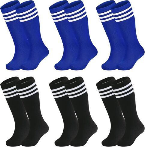 القرن ستار 6 أزواج أطفال جوارب لكرة القدم طفل الشباب البيسبول الجوارب القطنية مخططة جوارب طويلة إلى الركب للفتيات in Saudi Arabia