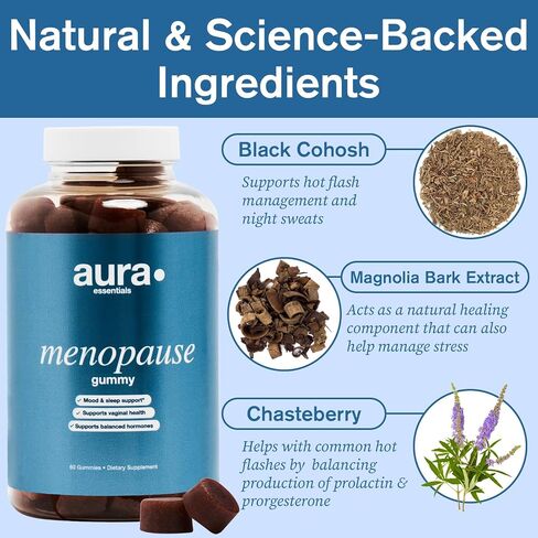 Menopause Gummy Supplements with Magnolia Bark Extract for Multi-Benefit Relief of Night Sweats and Hot Flashes with Natural Energy Support - 60 Gummies in Saudi Arabia