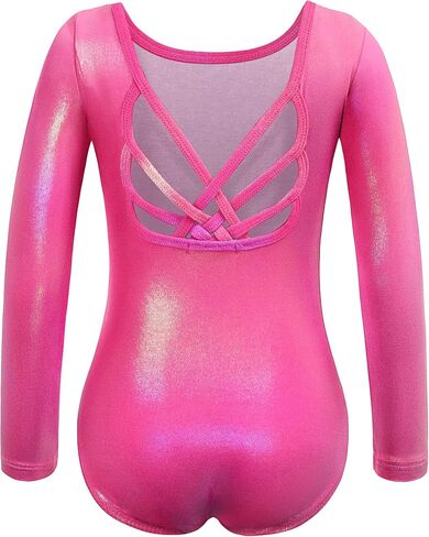 Zaclotre Gymnastics Leotards for Girls Long Sleeve Crisscross Back Ballet Dance Outfit with Removable Skirt Combo in Saudi Arabia