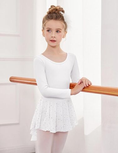 Zaclotre Gymnastics Leotards for Girls Long Sleeve Crisscross Back Ballet Dance Outfit with Removable Skirt Combo in Saudi Arabia