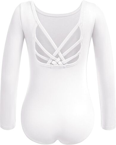 Zaclotre Gymnastics Leotards for Girls Long Sleeve Crisscross Back Ballet Dance Outfit with Removable Skirt Combo in Saudi Arabia