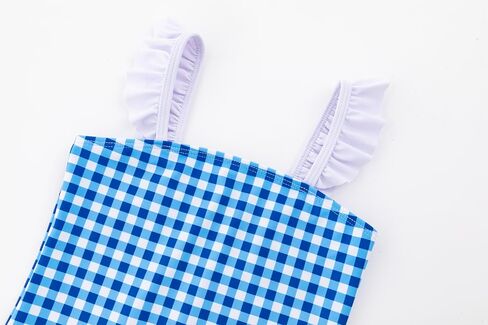 LIZENS Girls One Piece Swimwear Checker Print Ruffles Bathing Suit for Kids Size 2-12 in Kuwait