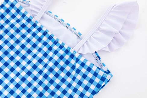 LIZENS Girls One Piece Swimwear Checker Print Ruffles Bathing Suit for Kids Size 2-12 in Kuwait