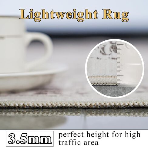 9x12 Washable Distressed Area Rugs: Living Room Bedroom Kitchen Vintage Faded Rug Non-Slip Thin Ultra Soft Livingroom Laundry Carpets in Saudi Arabia