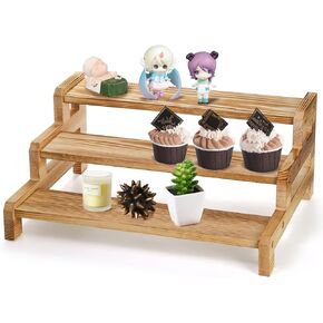 Hiceeden 3 Tier Wooden Cupcake Display Stand, 15.7" x 11.8" x 6.7" Rustic Party Risers Cake Stand Shelf, Countertop Retail Display Shelves for Dessert, Spice, Plant, Dessert, Craft