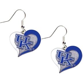 Aminco Kentucky Wildcats UK Swirl Heart Dangle Logo Earring Set Charm Gift NCAA