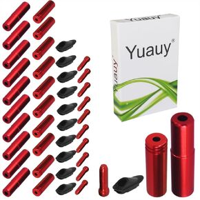 10 PCs Each Red Bike Brake Cable Tips Caps End Crimp Shift Derailleur + Cable Tube Clamp Grommets Holder Frame Buckles Clip Wire Line Organizer Pipe Guide Plugs Road Mountain Bicycle