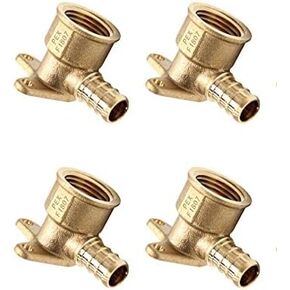 (Pack of 4) EFIELD Pex Fitting 1/2 Inch x 1/2 Inch Female NPT Drop-Ear Elbow Brass Fittings