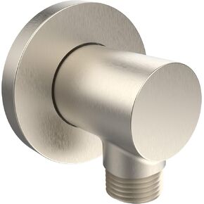 Aquaiaw Wall Supply Elbow with O-Ring Flange, Tapered 1/2 NPT Female Inlet, Solid Brass Wall Union, Round Water Supply Elbow, PVD Brushed Nickel, G1/2 Outlet