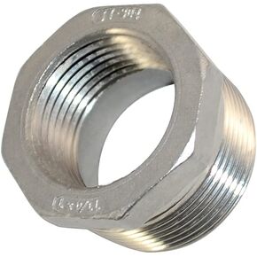 1-1/4" Male x 1" Female Thread Reducer Bushing Pipe Fitting, Adapter, Stainless steel SS 304 NPT
