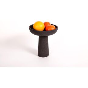 Tall Black Ceramic Pedestal Decorative Bowl for kitchen decor. in Kuwait