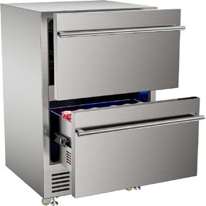 Outdoor Refrigerator, Stainless Outdoor Fridge for Outdoor Kitchen and Patio, Built-in/Freestanding 24 Inch Undercounter Refrigerators with Wheels, 100 Cans Outdoor Beverage Refrigerator