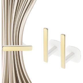 2PCS Curtain Holder Gold Curtain Holder Self Adhesive Curtain Hooks L Shape Wall Mount Hooks Curtain Ties Curtain Hooks for Home Office Decoration Curtain Decoration (White)