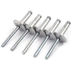 100pcs Large Flange Blind Rivets, Aluminum,Flange Diameter 5/8" (16 mm),Pop Rivets Assortment Kit Blind Rivet,3/16" x 5/8" Inch,Grip Range(8-12mm)