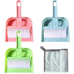 3 Pack Mini Broom and Dustpan Set - Small Dustpan and Brush Set，Mini Dust Pan Tool for Table, Desk, Countertop, Key Board in Kuwait