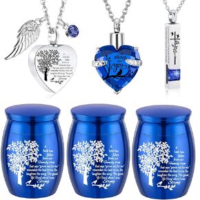 Cremation Urn Necklace for Ashes Set of 6- Small Cremation Urns for Human/Pet Ashes Keepsake Sharing Urns Memorial Ashes Holder-A Limb has Fallen from The Family Tree (6Pcs-Purple)