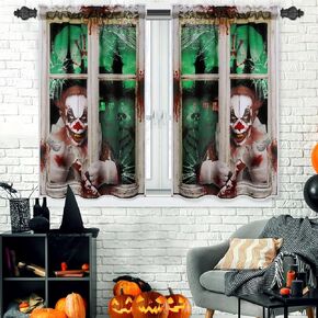FRAMICS Halloween Curtains 84 Inch Length Coffin Skeleton Halloween Window Curtains for Living Room Halloween Door Curtains Rod Pocket Curtains for Halloween Home Decor, 42" W x 84" L, 2 Panels