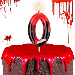 Photect Bleeding Number Candle Halloween Birthday Candle Have a Killer Birthday Cake Topper for Gothic Birthday Decoration Horror Themed Halloween Party (Number 9)