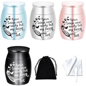 Mini Cremation Urns for Human Ashes Small Urns for Memorial Decorative Funeral Burial Urn for Male Female Ashes-4-Piece Set (4Pcs)