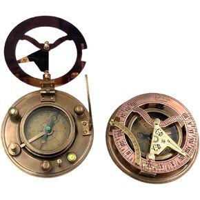 Gilbert and Sons Antique Brass Sundial Compass 4 inches