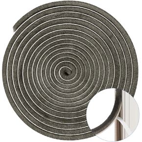 Weather Stripping Door Seal Draft Stopper -16 ft x 11/32 inch Felt Pile Self-Adhesive Seal Strip for Frame AC Window Draft Stopper Foam Tape Sweeps for Exterior Sliding Storm Doors Grey