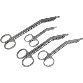 Set of 4 Lister Bandage Scissors 3.5" 4.5" 5.5" 7.25" Medical Grade Stainless Steel Shears with Sharp Blades Cut Through bandages, Tape, Gauze (Silver)