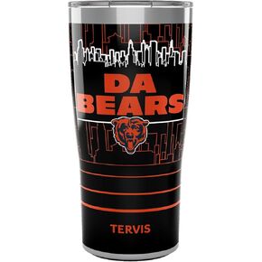 Tervis Traveler NFL Chicago Bears - Da Bears Slogan Triple Walled Insulated Tumbler Travel Cup Keeps Drinks Cold & Hot, 20oz, Stainless Steel