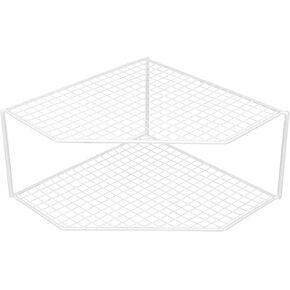 Amosfun Kitchen Countertop Corner Shelf Rack: 2-Tier Metal Wire Plate Dish Organizer Cabinet Corner Stand Rack 9.4x4.7x13.4 Inch