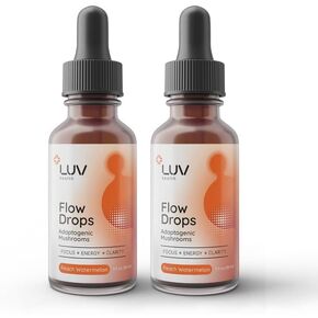 Flow Drops®: Adaptogen Mushroom Supplement | Focus, Energy, Nerve & Joint Support Nootropic | Lion's Mane, Cordyceps, Reishi, Chaga, Turkey Tail | USA-Made, Vegan, Keto, Non-GMO | 2 FL Oz