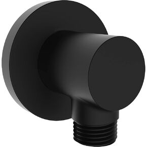 Aquaiaw Wall Supply Elbow with O-Ring Flange, Tapered 1/2 NPT Female Inlet, Solid Brass Wall Union, Round Water Supply Elbow, Electroplate Matte Black, G1/2 Outlet