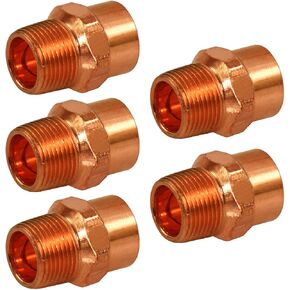 DDNA0034-5 Male Adapter Fitting Sweat x MIP Connections, 3/4, Copper