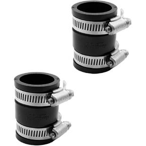 Fernco 1056-100 1-in. Flexible PVC Pipe Coupling for Plastic and Copper Plumbing Connections, 2-Pack