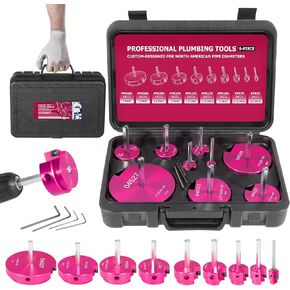 Premium 9Pcs PVC Pipe Reamer - Complete Reamer Set, For 1/2" Drills, Includes PPR50, PPR75, PPR100, PPR125, PPR150, PPR200, PPR250, PPR300, PPR400 (1/2", 3/4", 1", 1-1/4", 1-1/2", 2", 2-1/2", 3", 4")