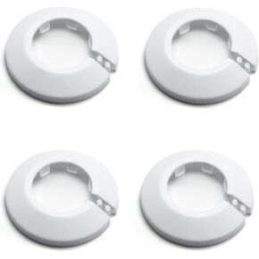 MroMax Fit 1/2 inch Outer Diameter Flange Water Pipe Cover Decoration White Pipe Cover Radiator PP Plastic 16mm(5/8") Escutcheon Pipe Collar for Wall Pipe Tube Decoration 4Pcs