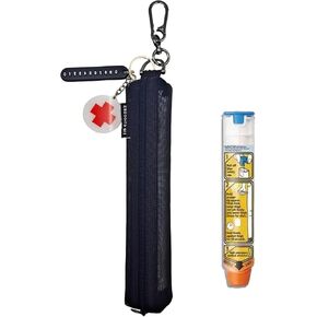 1 Pack Mesh Epi Pens Carrying Case EpiPen Carrier - Convenient Travel Case for Allergy and Diabetes - Fits Put in 1 Epi Pens (Grey)