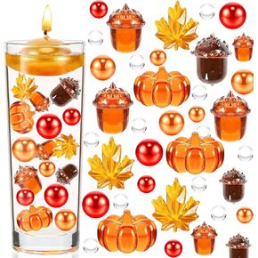 Fall Vase Filler Faux Pearl Pumpkin Maple Leaves Acorns Thanksgiving Vase Fillers for Centerpieces Thanksgiving Fall Table Party Decoration