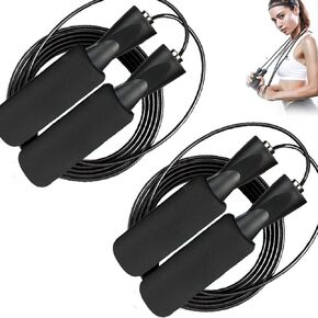 Jump Rope, Jump Ropes for Kids, 2 Pack Fanado Kids Jump Rope Adjustable&Durable for Fitness Workout Exercise Boxing, Standard Jump Rope for kids boys girls Men Women Speed Jumping Rope (Black-Black)