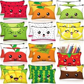 24 Pcs Bulk Cartoon Zipper Pencil Case Pouch Cute Cartoon Animal Pen Bag Multicolored Cat Bear Shark Bunny Canvas Pencil Pouch Organizer for Boy Girl Kids Stationary Storage School
