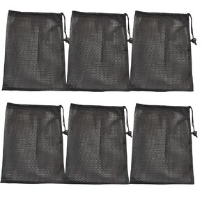 6 Pcs Mesh Bags Drawstring 11.8" x 7.5" Small Golf Ball Mesh Bag, Sports Net Bag Multipurpose Mesh Sports Equipment Bag for Volleyballs, Football, Golf Stuff Balls and Travel