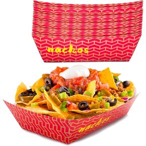 Nacho Trays - Disposable Paper Nacho Chip Trays for Concessions and Nacho Party (White - 100 Pack)
