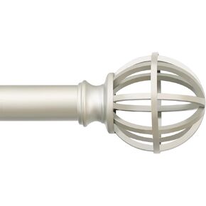 Nickel Curtain Rod 32"-45" for windows 1 Pack with Coordinating Cage Finials, 1" Diameter Rod Decorative Coordinating Cage Finials, Adjustable Telescoping Black Drapery Rod of Window Treatment