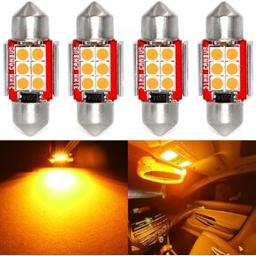 PHINLION Super Bright DE3021 LED Red Bulb 3030 6-SMD Festoon 1.25" 31mm DE3175 DE3022 Miniature LED Bulbs for Car Interior Door Map Dome Trunk Courtesy Light, Pack of 4