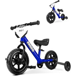 KRIDDO 2-in-1 Kids Tricycle and Toddler Balance Bike 2 Year Old, Detachable Pedals and Stowable Training Wheels, DIY Plate, Riding Trikes Toy for Ages 18 Months to 3 Years